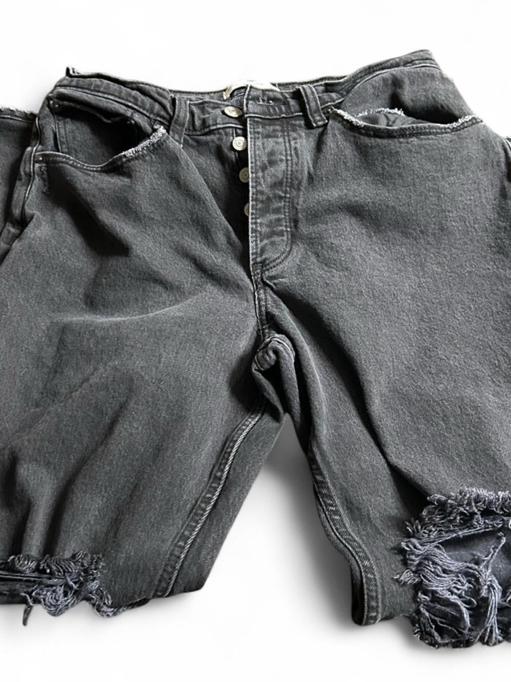 Abercrombie & Fitch Charcoal Black Button-Fly Jeans
